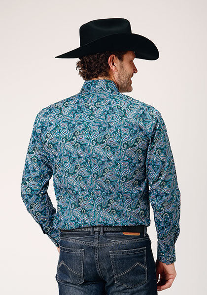 Roper Men's Amarillo Collection- Canyon Paisley Snap Long Sleeve Western Shirt