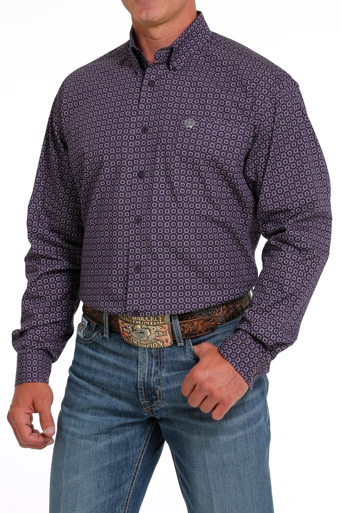 Cinch Classic Fit Men's Long Sleeve Print Purple