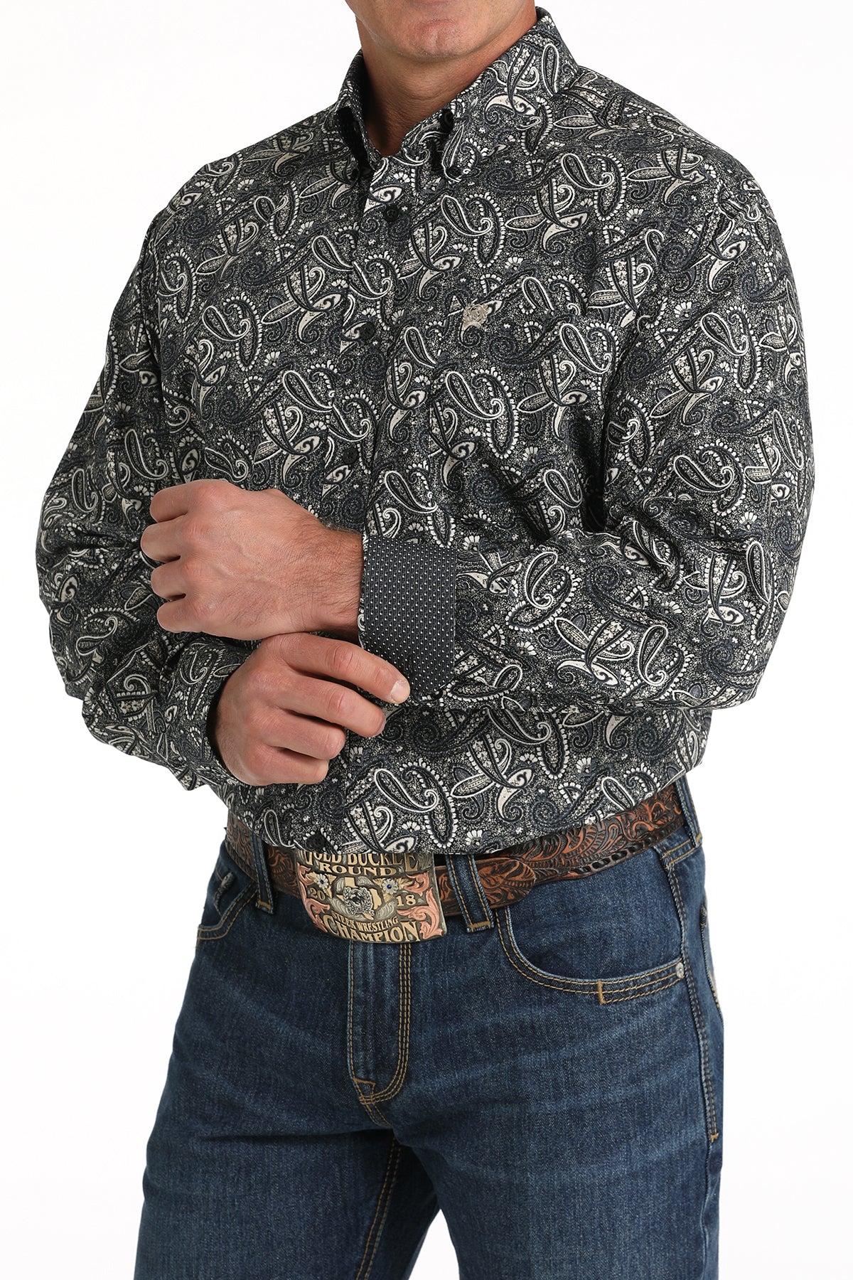 Cinch Classic Men's LS Shirt Paisley Print - Black