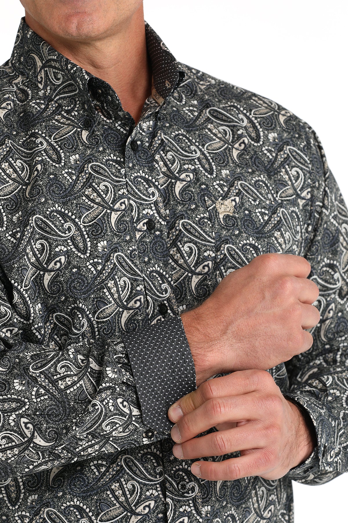 Cinch Classic Men's LS Shirt Paisley Print - Black