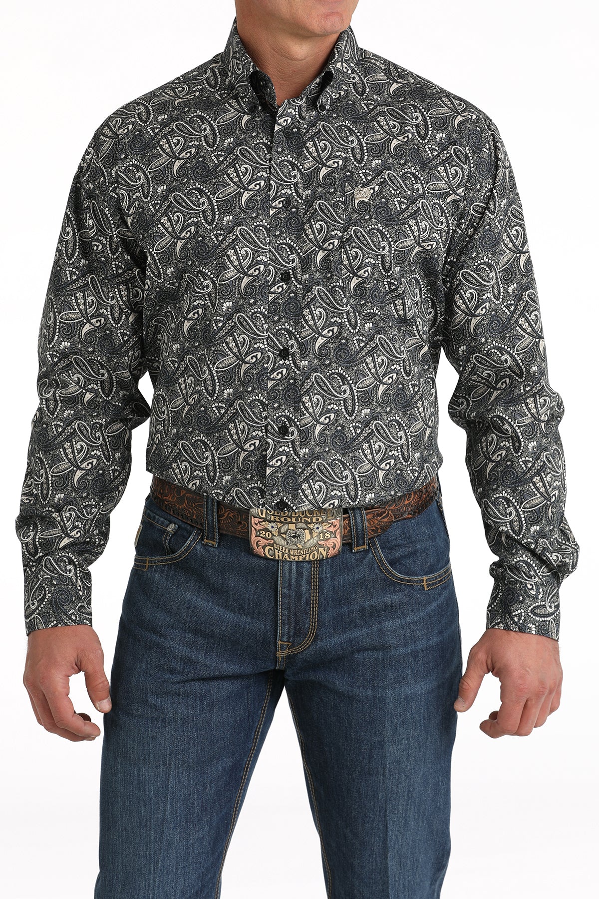 Cinch Classic Men's LS Shirt Paisley Print - Black