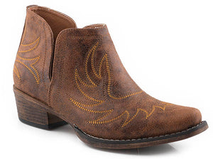 Women's Roper Tan Faux Leather Western Bootie - Nate's Western Wear