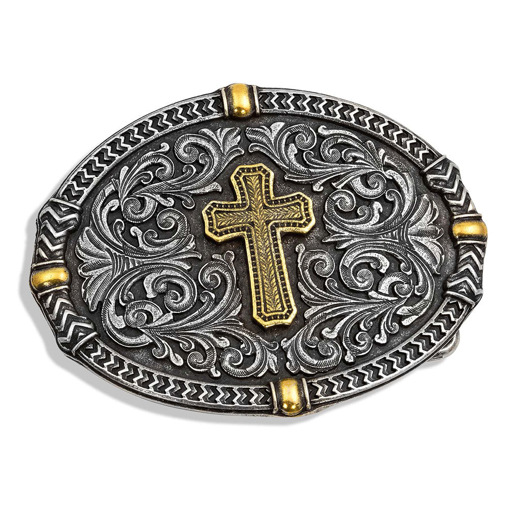 Two Tone Center of Faith Cross Attitude Buckle - Nate's Western Wear