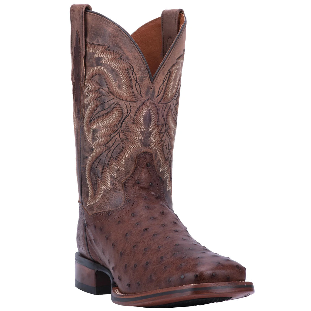 DAN POST ALAMOSA FULL QUILL OSTRICH BOOT - CHOCOLATE - Nate's Western Wear