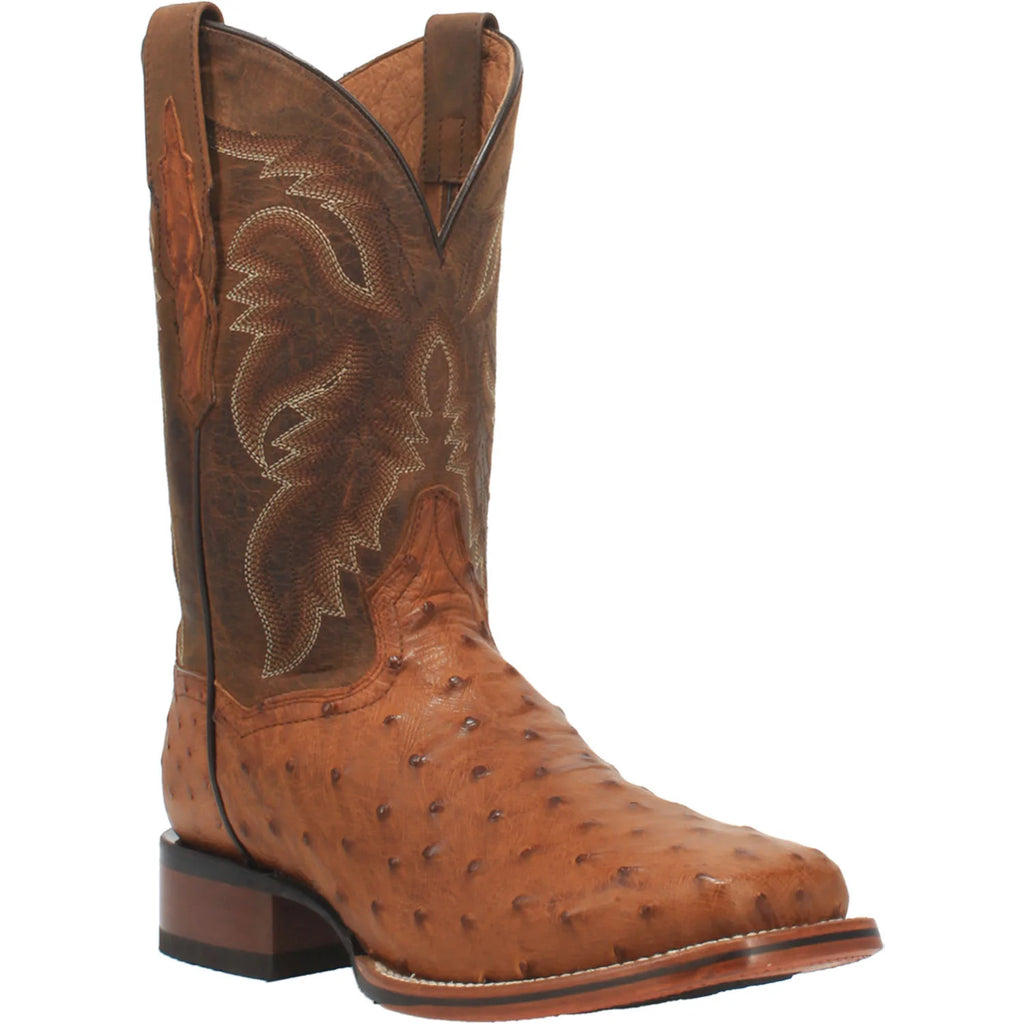 DAN POST ALAMOSA FULL QUILL OSTRICH BOOT - BAY APACHE - Nate's Western Wear