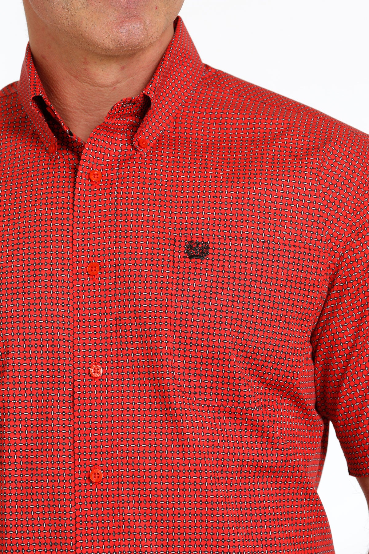 Cinch Men's SS Shirt Red Print