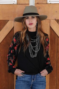 Cruel Women's Thermal Waffle Knit Top - Black - Nate's Western Wear